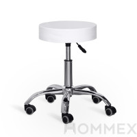 Кресло для мастера Hommex Melisa White (H-115 White MR) - обивка белая экокожа/колеса черные с серым (коробок-1 шт.)
