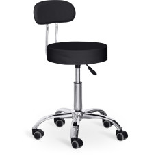 Кресло для мастера Hommex Elise Plus Black (арт. H-125 Black) - обивка черная экокожа / колеса черные с серым (коробок-1 шт.)