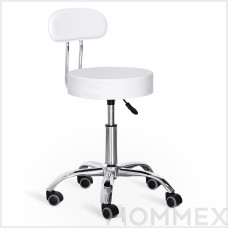 Кресло для мастера Hommex Elise Plus White (арт. H-125 White) - обивка белая экокожа / колеса черные с серым (коробок-1 шт.)