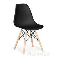 Крісло Hommex Michelle Black (арт.H-135 Black) - пластик чорний / ніжки дерев'яні (коробок-1 шт.)