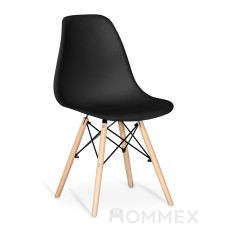 Кресло Hommex Michelle Black (арт.H-135 Black) - пластик черный / ножки деревянные (коробок-1 шт.)