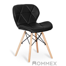 Стул Hommex Romen Black (арт. H-145 Black MR) – обивка черная экокожа / ножки деревянные (коробок-1 шт.)