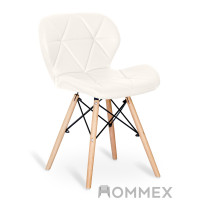 Стілець Hommex Romen White (арт. H-145 White MR) - оббивка біла екошкіра / ніжкі дерев'яні (коробок-1 шт.)
