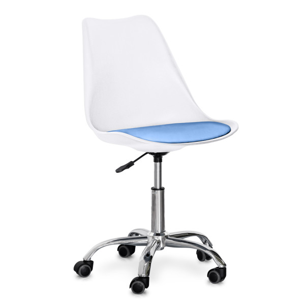 Кресло Hommex Kantri White / Blue (арт. H-231 W/BL MR) - пластик белый / подушка голубая (коробок-1 шт.)