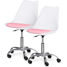 Комплект (2шт) кресло Evo-Kids Capri White / Pink (арт H-231 W/PN -Х2) - пластик белый / подушка розовая (коробок-1 шт.)