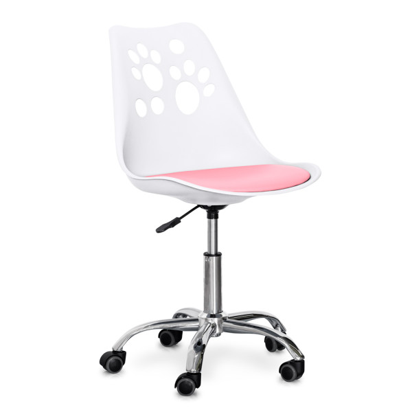 Кресло Hommex Dingo White/Pink (арт H-232 W/PN MR) - пластик белый/подушка розовая (коробок-1 шт.)