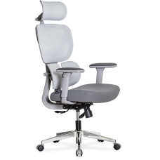Крісло Mealux D1 Duo Air Fabric Grey (арт. HF-D1 Duo F/G) - спинка сітка / сидіння тканина / сірий колір (коробок-1 шт.)