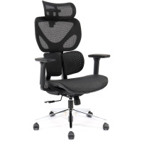 Кресло Mealux D1 Duo Air Black (арт. HF-D1 Duo M/B) - спинка сетка / сиденье сетка / цвет черный (коробок-1 шт.)