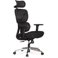 Крісло Mealux D1 Air Fabric Black (арт. HF-D1 F/B) - спинка сітка / сидіння тканина / колір чорний (коробок-1 шт.)