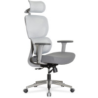 Крісло Mealux D1 Air Fabric Grey (арт. HF-D1 F/G) - спинка сітка / сидіння тканина / колір cірий (коробок-1 шт.)