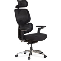 Крісло Mealux D2 Air Fabric Black (арт. HF-D2 F/B) - спинка сітка / сидіння тканина / колір чорний (коробок-1 шт.)