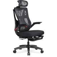 Крісло Mealux HF-G30 Black Red (арт. HF-G30 F/RB) - спинка сітка / сидіння тканина / колір чорний з червоним (коробок 1 шт.)