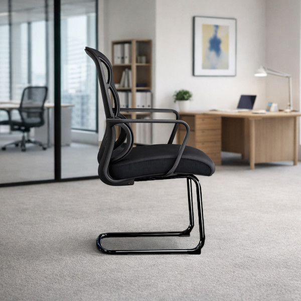 Крісло Mealux Easy Static Black (арт. HF-L10 F/B) - спинка сітка / сидіння тканина / чорне (коробок-1 шт.)