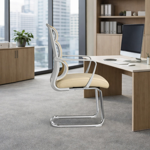 Кресло Mealux Easy Static Beige (арт. HF-L10 F/BR) - спинка сетка/сиденье ткань/бежевый (коробок-1 шт.)