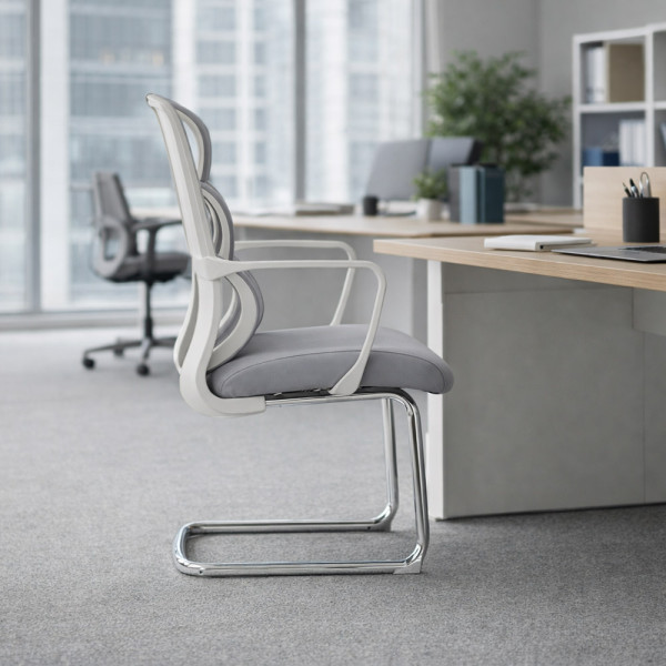 Крісло Mealux Easy Static Grey (арт. HF-L10 F/G) - спинка сітка / сидіння тканина / сіре (коробок-1 шт.)