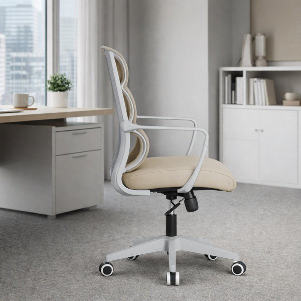 Кресло Mealux Easy Lite Beige (арт. HF-L14 F/BR) - спинка сетка/сиденье ткань/бежевый (коробок-1 шт.)