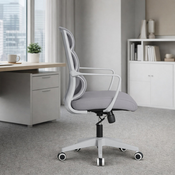 Крісло Mealux Easy Lite Grey (арт. HF-L14 F/G) - спинка сітка / сидіння тканина / сіре (коробок-1 шт.)