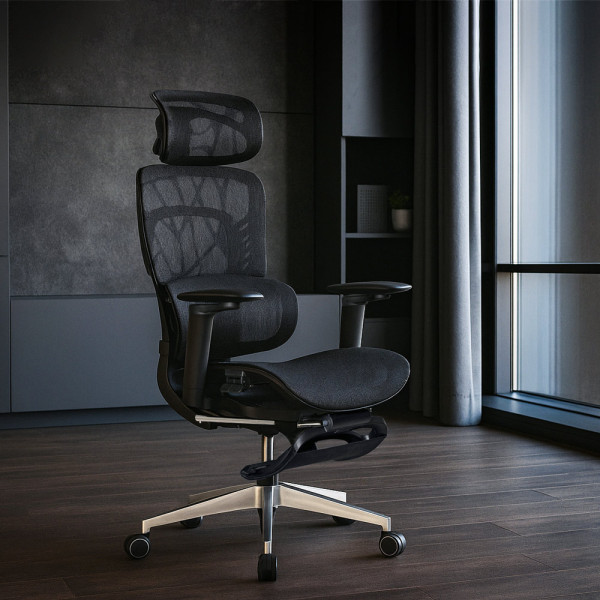 Крісло з масажним ефектом Mealux M10 Air Massage Black (арт. HF-M10 M/BB) - спинка сітка / сидіння сітка / чорне (коробок-1 шт.)