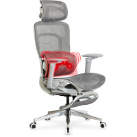 Крісло з масажним ефектом Mealux M10 Air Massage Grey (арт. HF-M10 M/G) - спинка сітка / сидіння сітка / колір сірий (коробок-1 шт.)