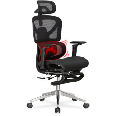 Крісло з масажним ефектом Mealux M6 Air Massage Black (арт. HF-M6 M/B) - спинка сітка / сідіння сітка / чорне (коробок-1 шт.)