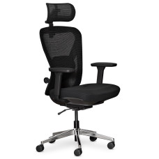 Крісло Mealux Q1 Air Fabric Black (арт HF-Q1 F/B) - спинка сітка / сидіння тканина / колір чорний (коробок-1 шт.)