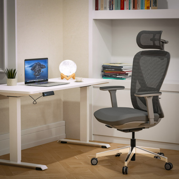Крісло Mealux Q1 Air Fabric Grey (арт. HF Q-1 F/G) - спинка сітка / сидіння тканина / сірий колір (коробок-1 шт.)