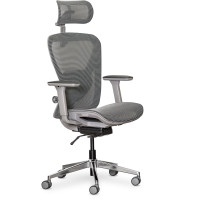 Крісло Mealux Q1 Air Grey (арт. HF Q-1 M/G) - спинка сітка / сидіння сітка / колір сірий (коробок - 1 шт.)
