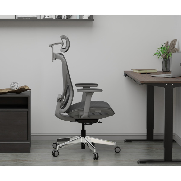 Кресло Mealux Q1 Air Grey (арт. HF Q-1 M/G) - спинка сетка / сиденье сетка / цвет серый (коробок-1 шт.)