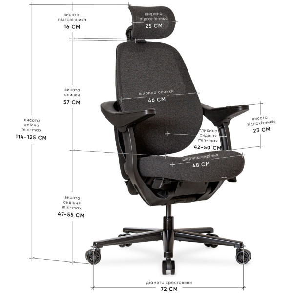 Офісне крісло Mealux HF-Q21 Black (арт.HF-Q21 F/B) - тканина чорна (коробок 1 шт.)