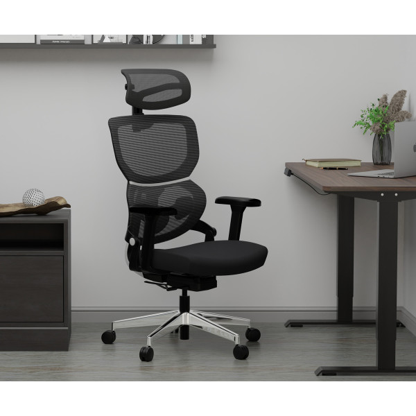 Кресло Mealux Q3 Air Fabric Black (арт. HF- Q3 F/B) - спинка сетка / сиденье ткань / цвет черный (коробок-1 шт.)