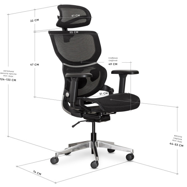 Кресло Mealux Q3 Air Black (арт. HF- Q3 M/B)  - спинка сетка / сиденье сетка / цвет черный (коробок-1 шт.)