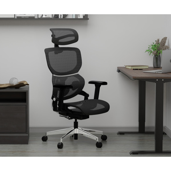 Кресло Mealux Q3 Air Black (арт. HF- Q3 M/B)  - спинка сетка / сиденье сетка / цвет черный (коробок-1 шт.)