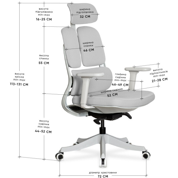 Крісло Mealux S160 Grey (арт. HF-S160 F/G) - сидіння тканина / колір сірий (коробок 1 шт.)