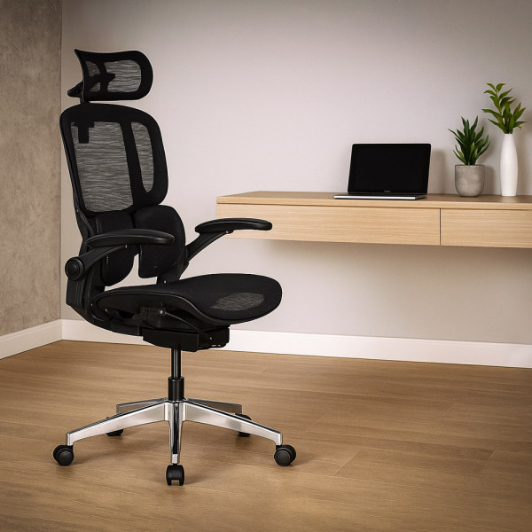 Крісло Mealux S202 Air Black (арт. HF-S202 M/B) - спинка сітка / сидіння сітка / колір чорний (коробок-1 шт.)