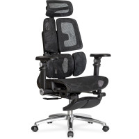 Крісло Mealux S3 Air Plus Black (арт. HF-S3 M/B) - спинка сітка / сидіння сітка / колір чорний (коробок - 1 шт.)