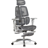 Крісло Mealux S3 Air Plus Grey (арт. HF-S3 M/G) - спинка сітка / сидіння сітка / колір сірий (коробок - 1 шт.)