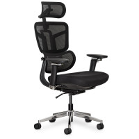 Крісло Mealux S4 Air Fabric Black (арт. HF-S4 F/B) - спинка сітка / сидіння тканина / колір чорний (коробок-1 шт.)