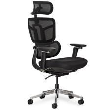 Крісло Mealux S4 Air Fabric Black (арт. HF-S4 F/B) - спинка сітка / сидіння тканина / колір чорний (коробок-1 шт.)