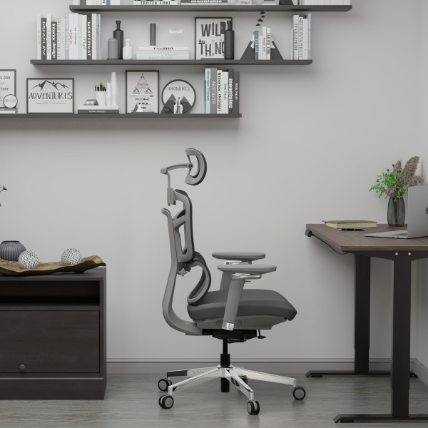 Кресло Mealux S4 Air Fabric Grey (арт. HF-S4 F/G) - спинка сетка / сиденье ткань / цвет серый (коробок-1 шт.)