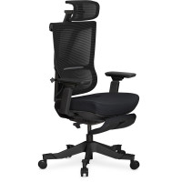 Крісло Mealux S6 Air Fabric Black (арт. HF-S6 F/B) - спинка сітка / сидіння тканина / колір чорний (коробок-1 шт.)