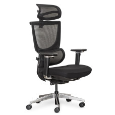 Крісло Mealux S8 Air Fabric Black (арт. HF-S8P F/B) - спинка сітка / сидіння тканина / колір чорний (коробок-1 шт.)