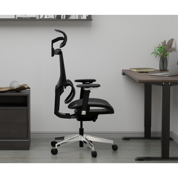 Крісло Mealux S8 Air Black (арт. HF-S8P M/B) - спинка сітка / сидіння сітка / колір чорний (коробок - 1 шт.)