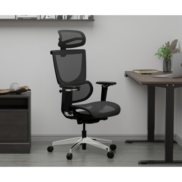 Крісло Mealux S8 Air Black (арт. HF-S8P M/B) - спинка сітка / сидіння сітка / колір чорний (коробок - 1 шт.)