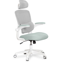 Підліткове офісне крісло Mealux Junior Air Olive (арт. HF-T1 F/DO) - спинка сітка сіра / сидіння тканина зелена (коробок-1 шт.)