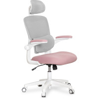 Підліткове офісне крісло Mealux Junior Air Pink (арт. HF-T1 F/DP) - спинка сітка сіра / сидіння тканина рожева (коробок-1 шт.)
