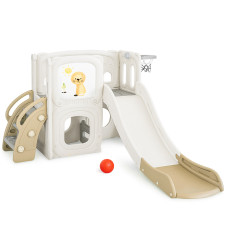 Дитячий ігровий комплекс Mealux Tower White / Brown (арт. KD-B013 White / Brown) - колір пластику білий з коричневим (коробок 1 шт.)