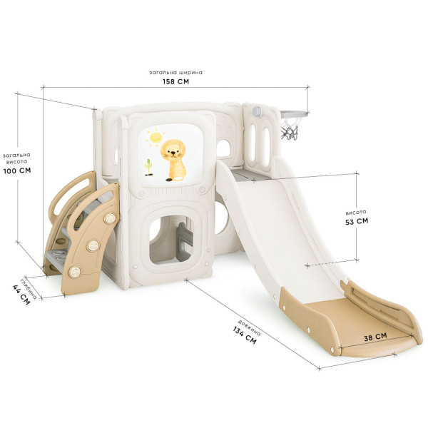 Дитячий ігровий комплекс Mealux Tower White / Brown (арт. KD-B013 White / Brown) - колір пластику білий з коричневим (коробок 1 шт.)