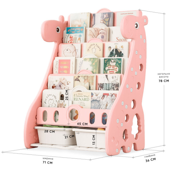 Стеллаж Mealux Raffo Pink (арт. KD-E042 Pink) - цвет пластика розовый (коробок 1 шт.)