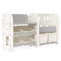 Стелаж Mealux Crato White (арт. KD-E051 White) - колір пластику білий із сірим (коробок 1 шт.)