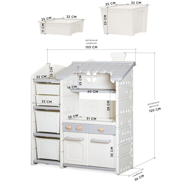 Стелаж Mealux Chef White (арт. KD-E153 White) - колір пластику білий із сірим (коробок 1 шт.)